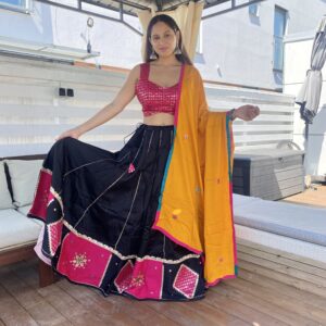Fully Stitched Chaniya Choli Lehenga Set – Black Contrast