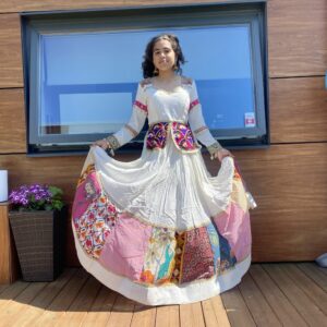 Fully Stitched Chaniya Choli Lehenga Set – White Multicolour