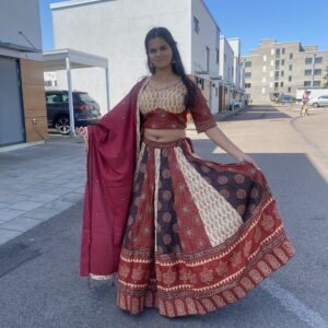 Fully Stitched Chaniya Choli Lehenga Set – Maroon Rust