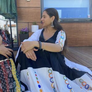 Fully Stitched Chaniya Choli Lehenga Set – Black White Contrast