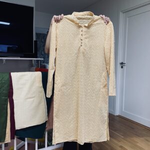 Chikankari Embroidered and Sequin Men’s Kurta – Cream