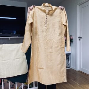 Embroidered Men’s Kurta – Golden Beige