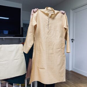 Embroidered Men’s Kurta – Golden Cream