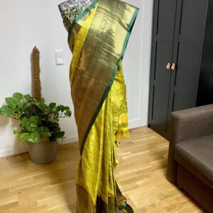 One Minute Saree – Mustard Yellow and Olive Green