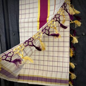Kasavu Saree – Off White with Gold and Maroon Border