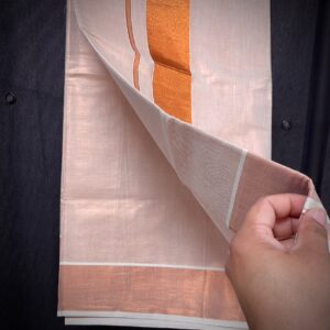 Kasavu Saree – Soft Pink with Copper Gold Border