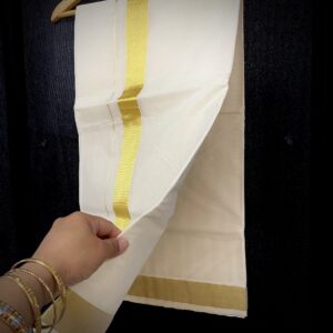 Kasavu Saree – Classic Off White with Gold Kasavu Border