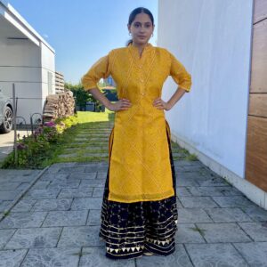 Bandhani Print Kota Doria Regular Straight Stitched Kurti