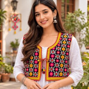 Kutch Hand Embroidery Jacket – Diamond Floral Pattern