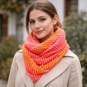 Leheriya Tie Dye Dupatta Scarf Sunrise Pink Orange