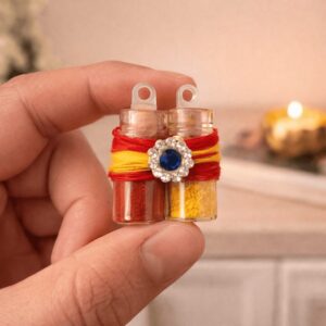 Set of 2 Haldi Kumkum Bottles Decorated for Pooja and Festivals