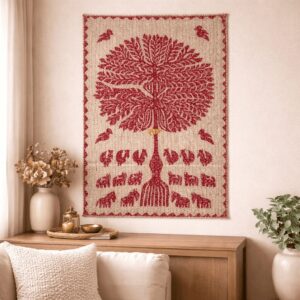 Tree of Life Cotton Wall Tapestry Dusty Red