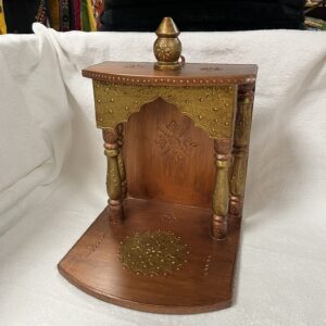 Brown Gold Small Wooden Pooja Mandir