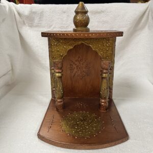 Brown Gold Slim Wooden Pooja Mandir