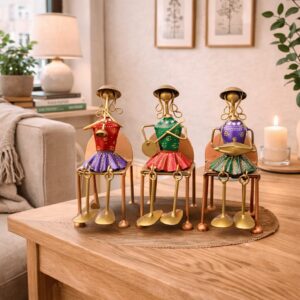 Handcrafted Sitting Musician Figurines Set of 3