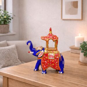 Meenakari Elephant Showpiece Red and Blue
