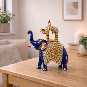 Meenakari Elephant Showpiece Pearl Detail