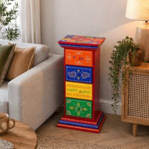 Handpainted Wooden 4 Drawer Storage Cabinet
