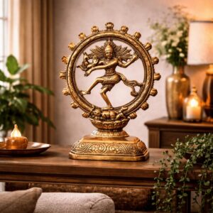 Natraj Lord Shiva Dancing Idol Brass Finish