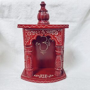 Handcrafted Wooden Home Temple Mandir Stand Red Finish