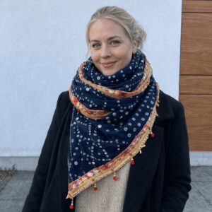Bandhej Dupatta Scarf Navy Blue Tie Dye
