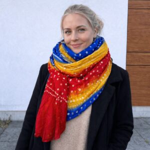 Bandhej Tie Dye Dupatta Scarf Sunset Multicolor