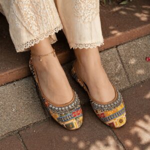 Multicolour Handmade Print Jutti Flat Shoes Size 37
