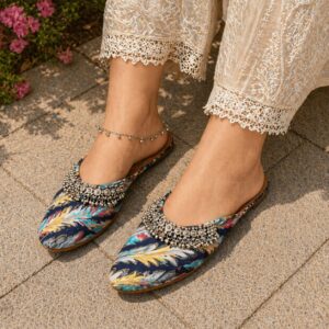 Multicolour Feather Print Jutti Flat Shoes Size 39