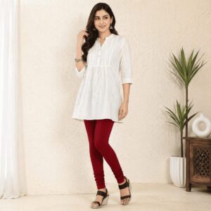 Stretch Cotton Leggings Maroon