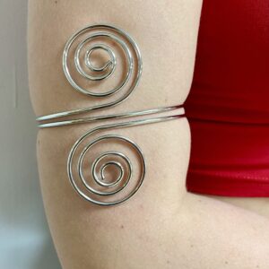 Spiral Upper Arm Cuff Armlet Silver Tone