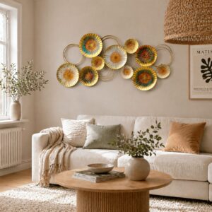 Metal Wall Art Frame – Abstract Gold Decorative Wall Accent