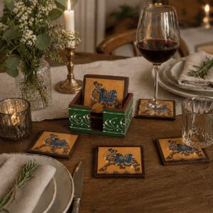 Hand Painted Wooden Coaster Set Camel Art Set of 6