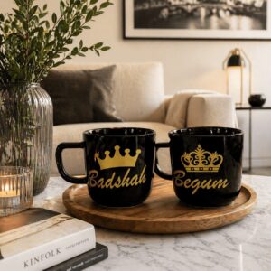 Black Couple Mug Set of 2 King Queen Design