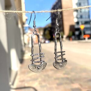 Oxidised Silver Abstract Drop Earrings