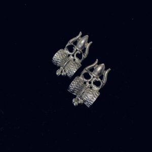Oxidised Silver Shiva Symbol Stud Earrings