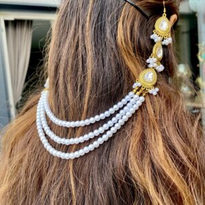 Gold Pearl Hair Chain Clip Set