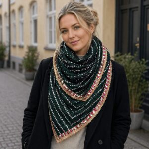 Bandhej Tie Dye Dupatta Scarf Forest Green