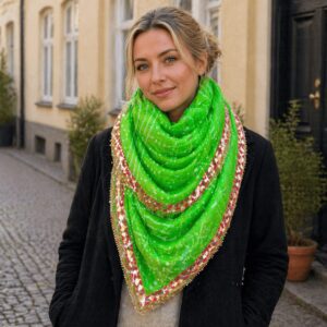 Bandhej Tie Dye Dupatta Scarf Lime Green