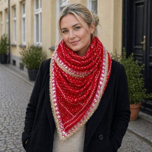 Bandhej Tie Dye Dupatta Scarf Classic Red