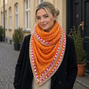 Bandhej Tie Dye Dupatta Scarf Sunset Orange