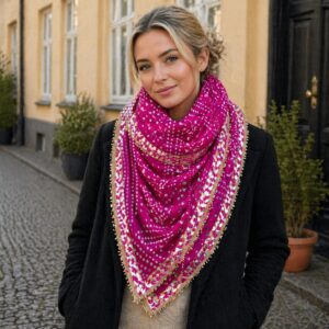 Bandhej Tie Dye Dupatta Scarf Magenta Pink