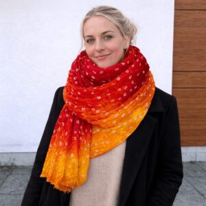 Bandhej Scarf Dupatta Sunset Flame Blend