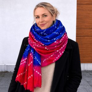 Bandhej Scarf Dupatta Berry Ocean Blend
