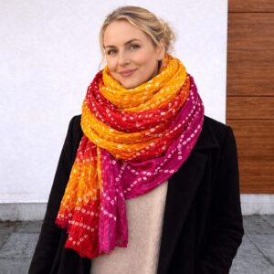 Bandhej Scarf Dupatta Sunset Bloom Blend