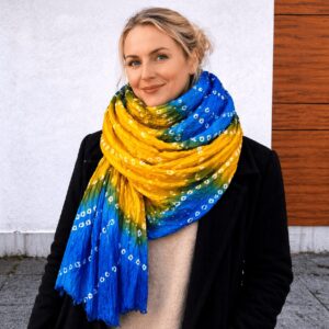 Bandhej Scarf Dupatta Ocean Sunset Blend