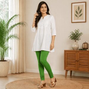 Stretch Cotton Leggings Green