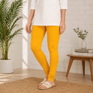 Stretch Cotton Leggings Yellow
