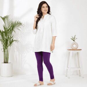 Stretch Cotton Leggings Purple