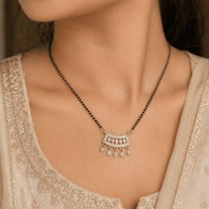 Gold Black Beaded Mangalsutra Pendant Necklace